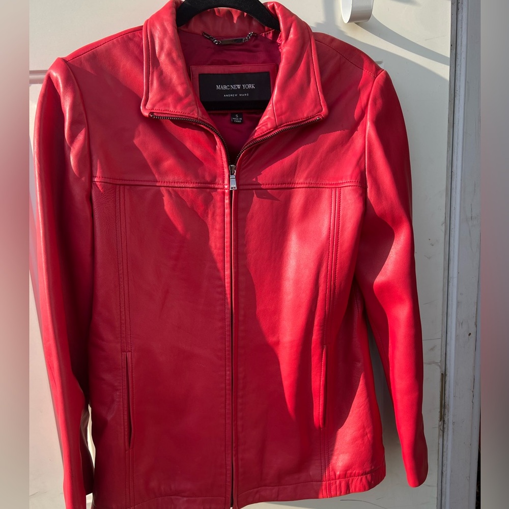 Red leather jacket